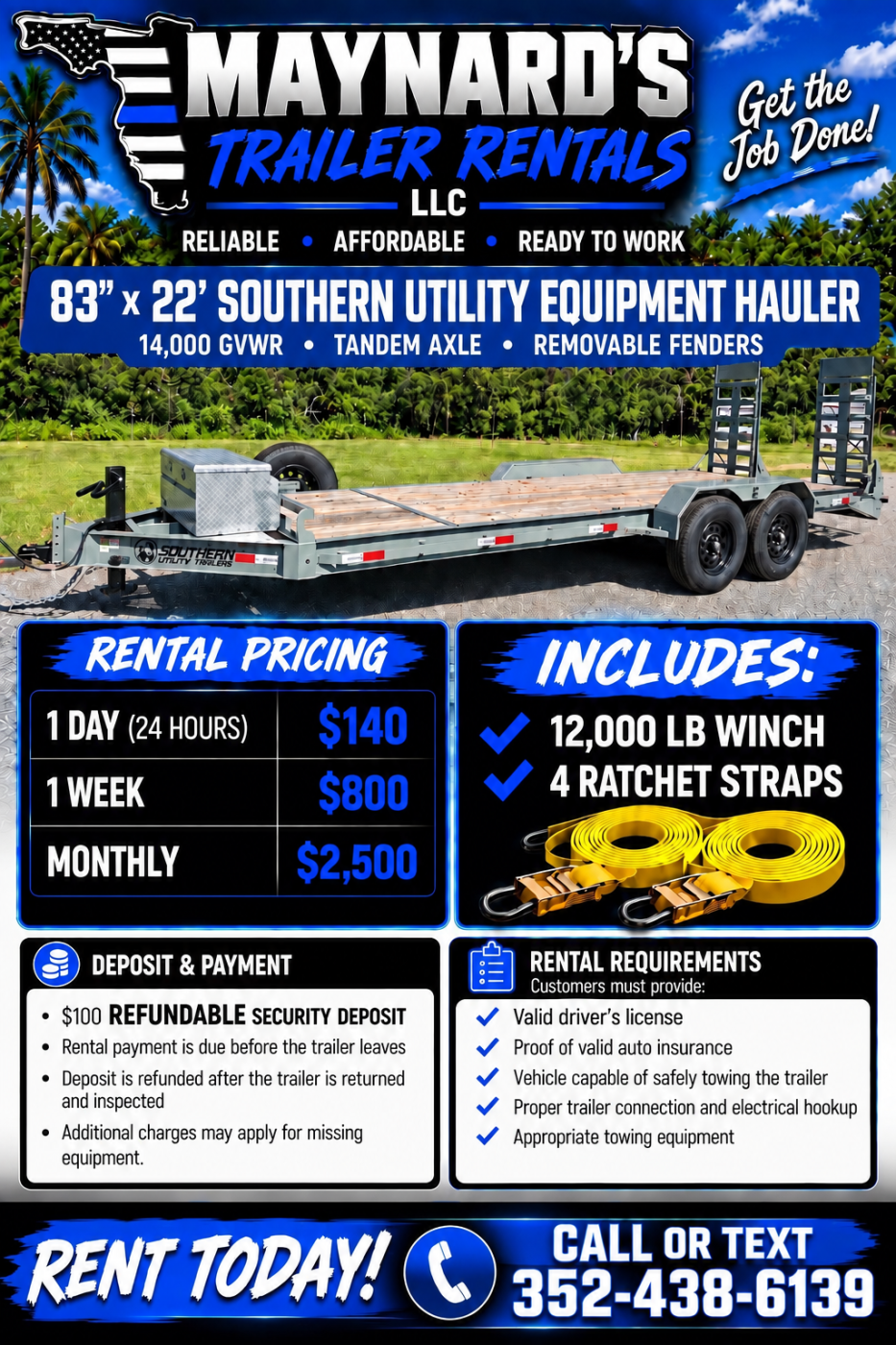 2026 Southerland Utility 22 FT Equipment/Car Hauler